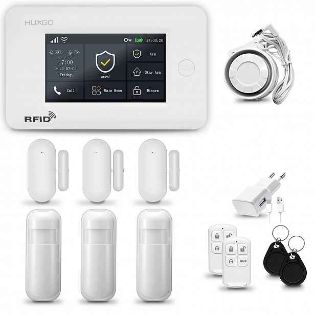 Bezdrátový alarm WiFi+ Gsm 4G s aplikací Tuya, sada Huxgo HXA006 R3D3