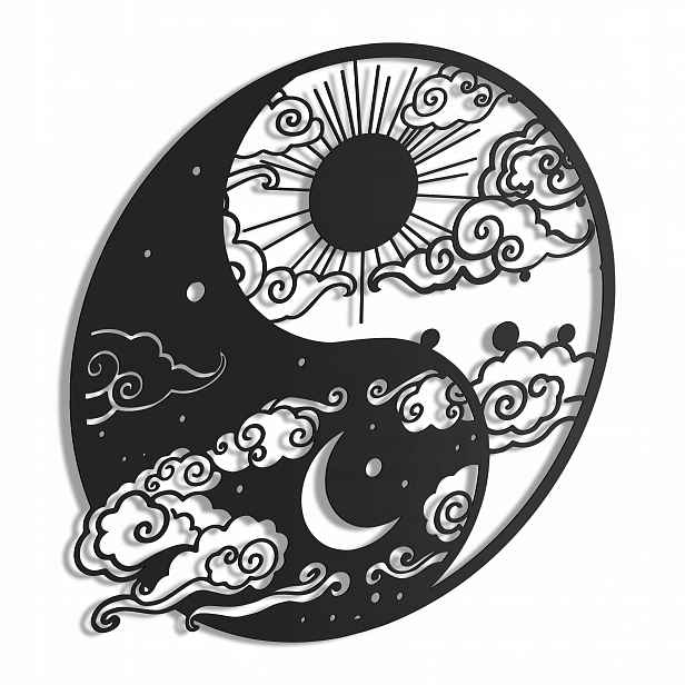 Dřevěný 3D obraz Yin Yang ve stylu loftu Nástěnná Dekorace Dárek