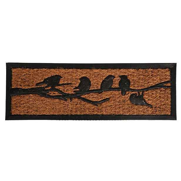 Esschert Design Kokosová rohožka Birds 75 x 25 cm černá/hnědá