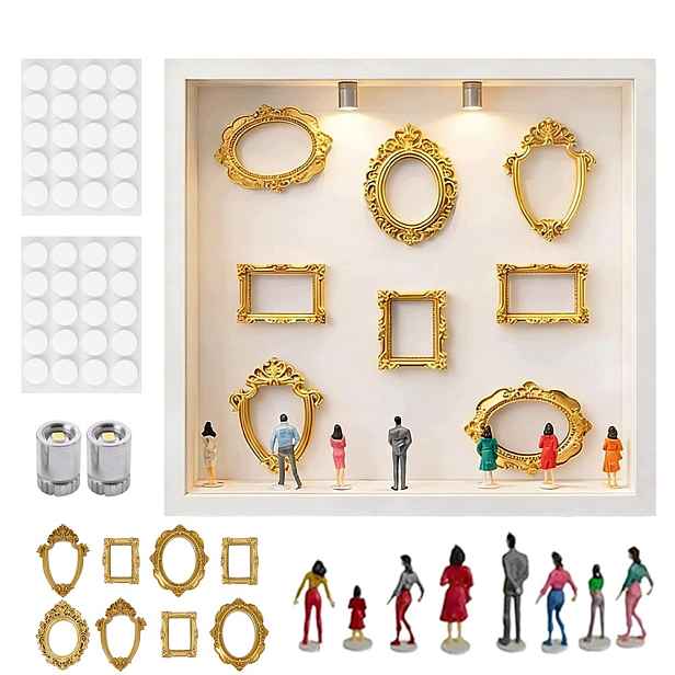 Krabička Mini Muzeum Diy s 8 zlatými rámečky jako Dárek k graduaci