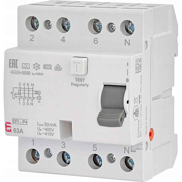 Ochranný proudový chránič EFI-P4 415V 63/0,03A 002061513
