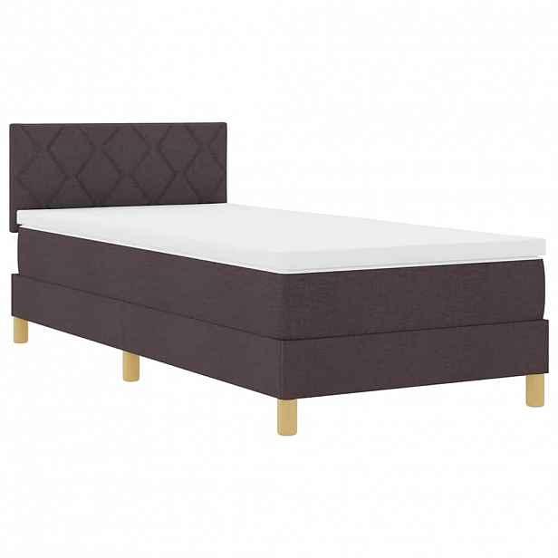 vidaXL LED box pružinová postel s čelo Tmavě hnědá 90 x 200 cm textil