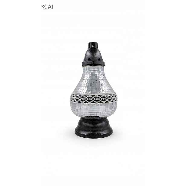 Hřbitovní Svíčka na hrob Ilumini Karafa Decor Mozaika Stříbro na hřbitov 37 cm