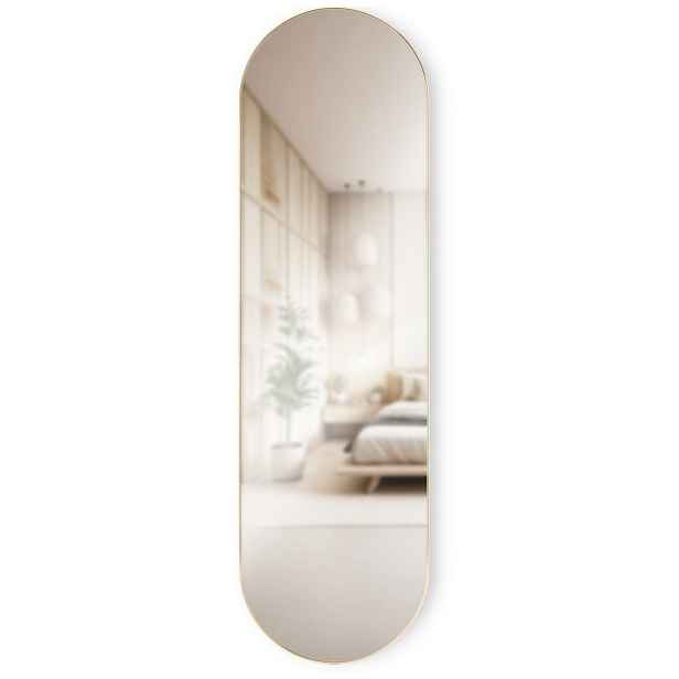 Oválné zrcadlo s mosazným lemem 45x157 cm Umbra HUBBA PILL