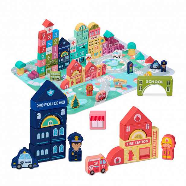 Relaxdays KOSTKY Vícebarevné město puzzle podložka 20-dílná