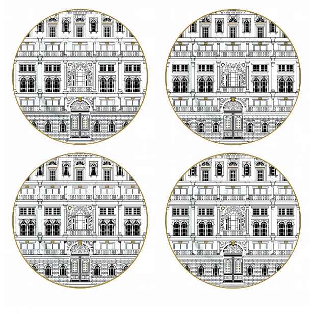4 x talířek dezertní 19 cm, motiv Versace, italská bílá sada