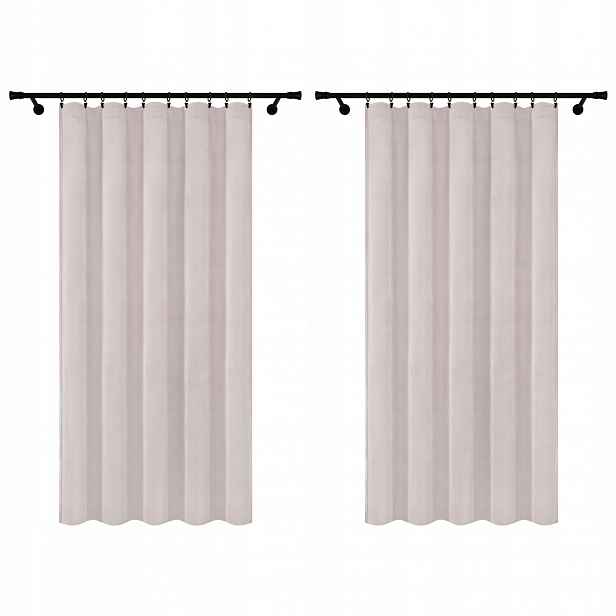 Silné Velurové Záclony Do Obývacího Pokoje 230 CM, 2 Kusy, Krémové, Na Pásce Na Žabky