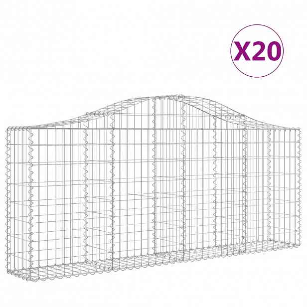 vidaXL Klenuté gabionové koše 20ks 200x30x80/100 cm pozinkované železo