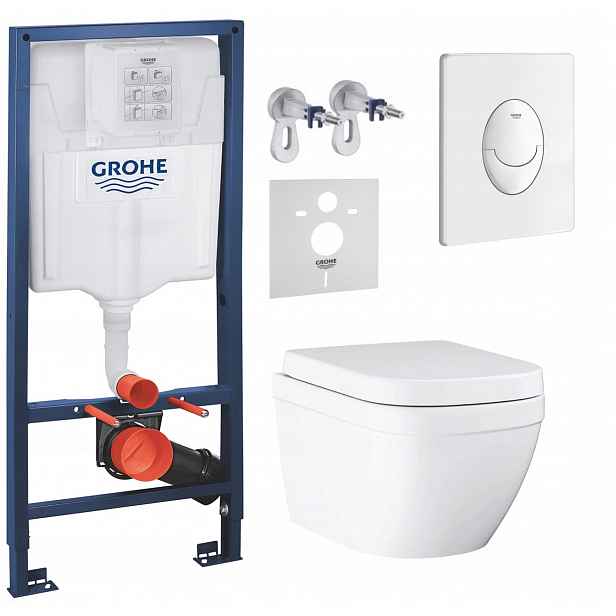 7v1 Wc Podomítkový Set, Stelaz s Wc Mísou Grohe Euro Ceramic, Tlačítko