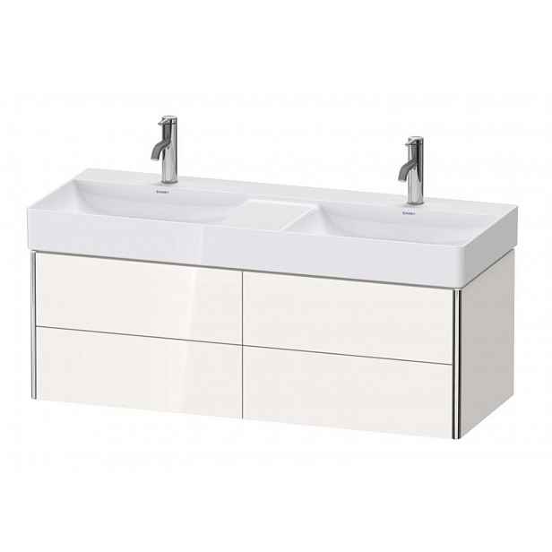 Duravit XSquare - Dvojumyvadlová skříňka 40x118x46 cm, 4 zásuvky, lesklá bílá XS416402222