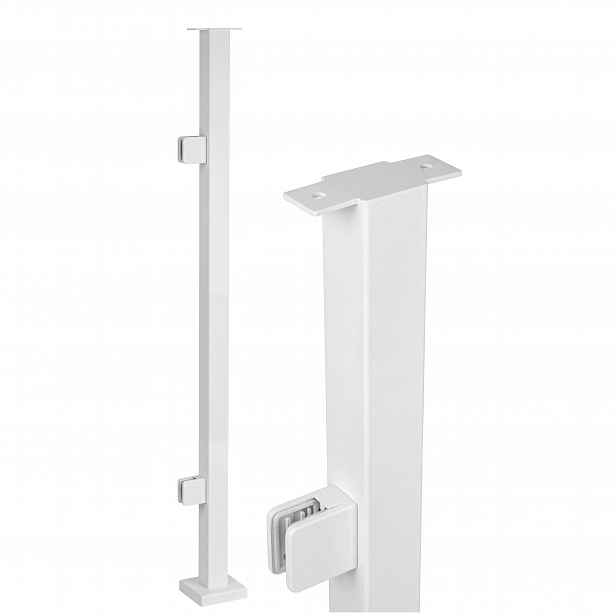 Startovací sloupek pro skleněné zábradlí 110 cm Sklo Bílý 40x40 mm Loft