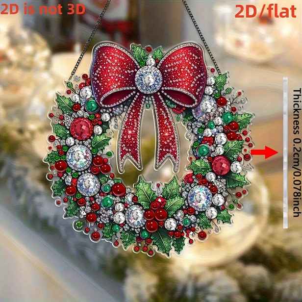 TEMU 2D ornamenty, vánoční věnce, akrylová () mozaika, nepravidelné diamanty, řemeslné nástroje, slavnostní dekorace na zeď - perfektní dárky pro