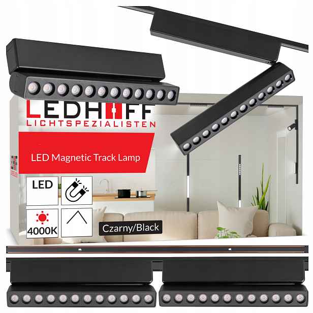 Magnetické kolejnicové osvětlení Kolejnice lišta 1m 2x Led lampa reflektor Spot