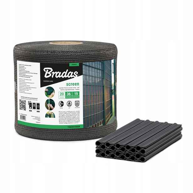 2x Stínící panelové pásy plotová páska šedá 19 Cm x 36 m klipy Bradas 1457