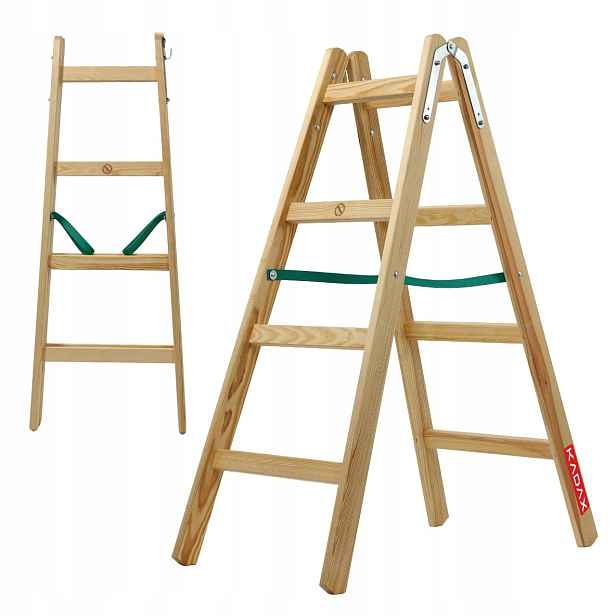 Dřevěný Malířský Výsuvný Žebřík 2x4 Příčle, Oboustranný, 150 kg