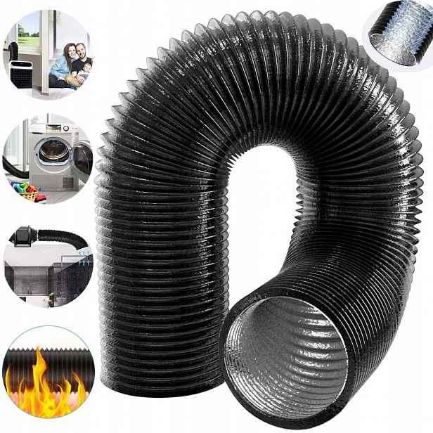 Kabel Trubka Spiro Do Digestoře Černý Ventilační Pvc Hliníkový 15*500 CM