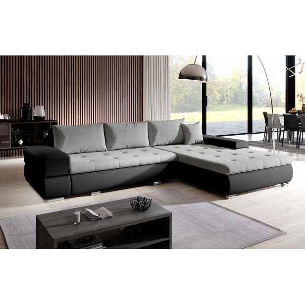 Sedací souprava s úložným prostorem EDERA - černá / popelavá
