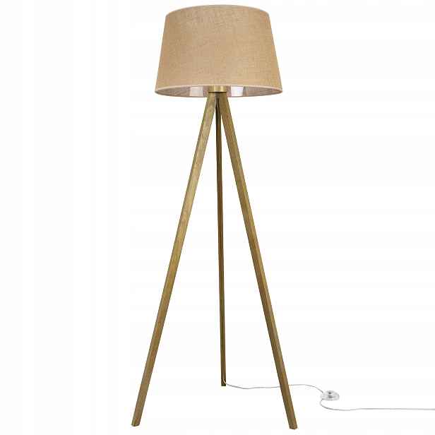 Stojací Lampa Trojnožka S Jutovým Stínítkem Boho Béžová Do Ložnice Obývacího Pokoje