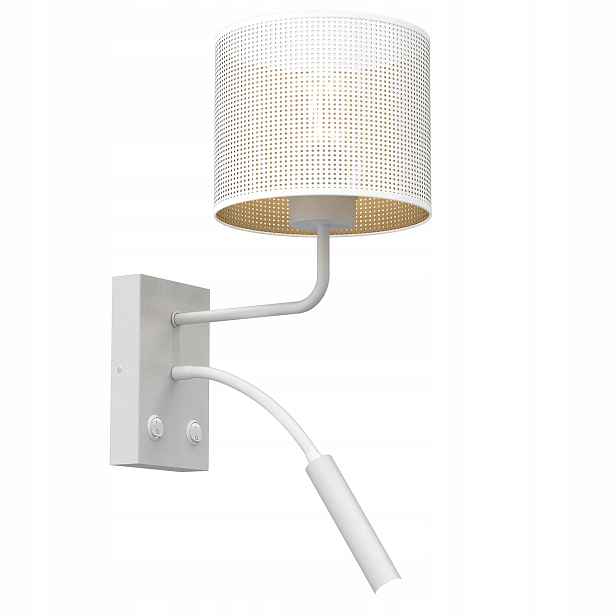 Nástěnné svítidlo s bílým stínítkem a otvory, lampička na čtení, 2 body Luminex
