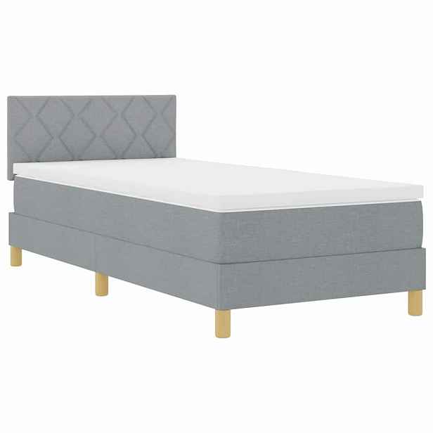 vidaXL LED box pružinová postel s čelo Světle šedá 100 x 200 cm textil