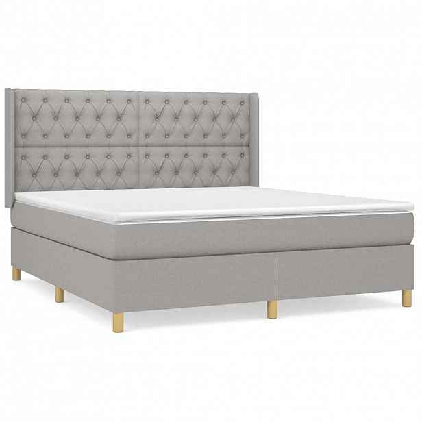 vidaXL Box spring postel s matrací světle šedá 160 x 200 cm textil