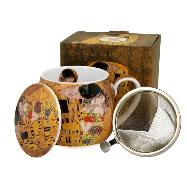 Duo Porcelánový hrnek Klimt The Kiss 430 ml se stíkem vícebarevný