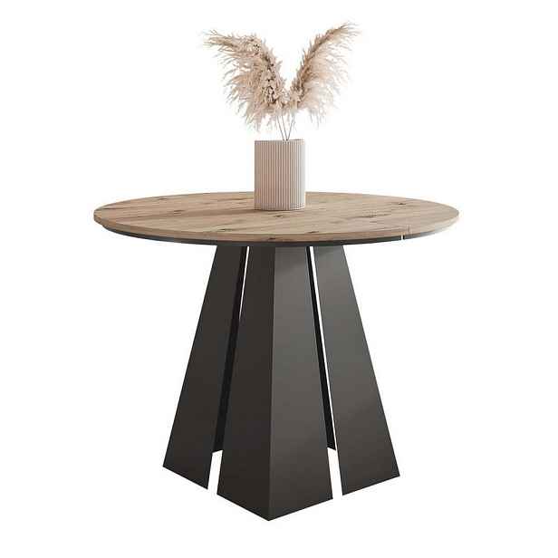 Idohome JÍDELNÍ STŮL FORTE rozkládací 100/76 cm, černý / dub Artisan