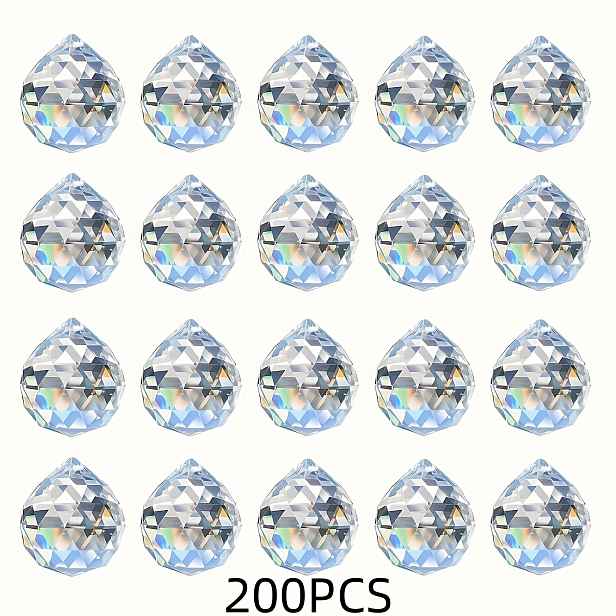 TEMU 200ks Průhledných Skleněných Zachytávání Světla, 8x10mm Křišťálové Přívěsky na Lustry, Vhodné pro Svatební Dekorace, Balkon, Kuchyni a Zahrada