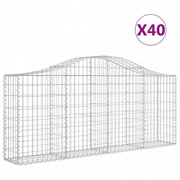 vidaXL Klenuté gabionové koše 40ks 200x30x80/100 cm pozinkované železo