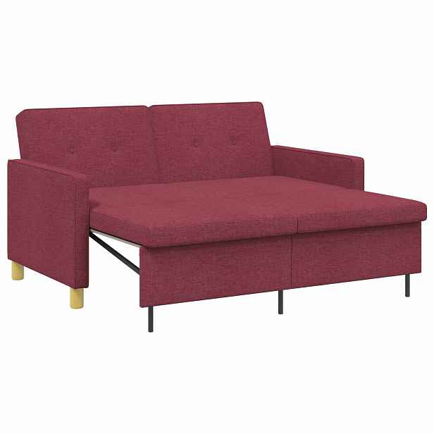 vidaXL Vysouvací pohovka Víno Červené Textil