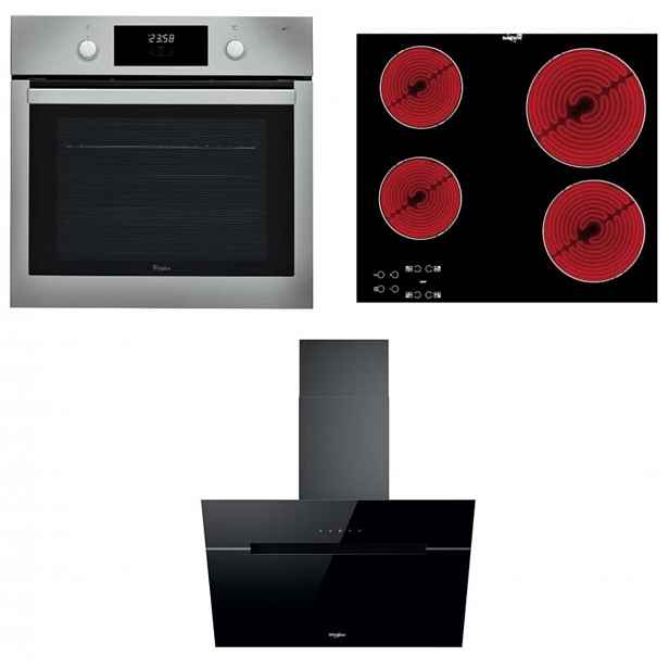 Akční set spotřebičů Whirlpool trouba AKP745IX + sklokeramická deska AKT8090NE + komínový odsavač par WHVP62FLTSK