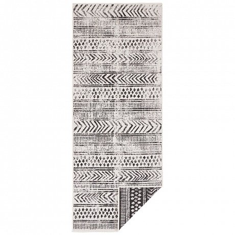 Černo-krémový venkovní koberec Bougari Biri, 80 x 350 cm