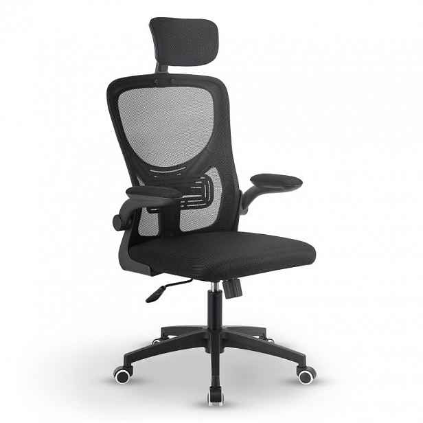 Ergonomická kancelářská židle, černá s opěrkou hlavy