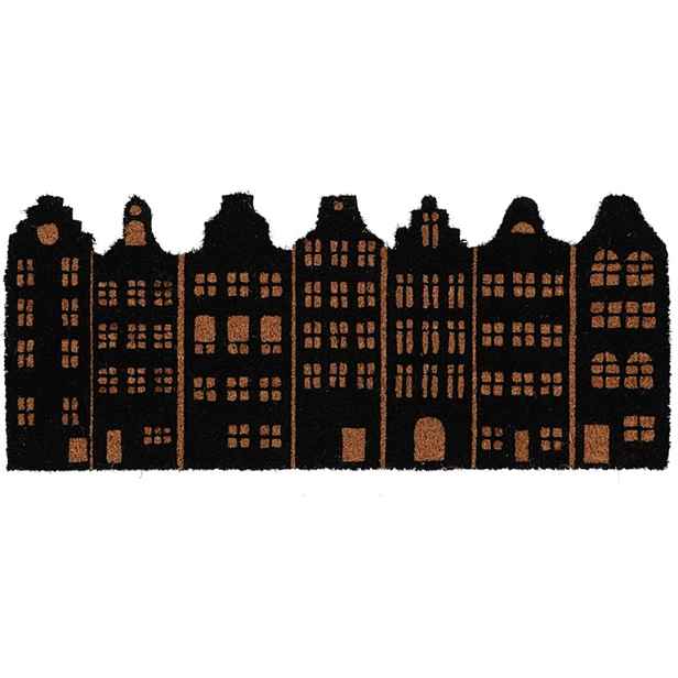 Esschert Design Kokosová rohožka HOUSES 75x30 cm hnědá/černá