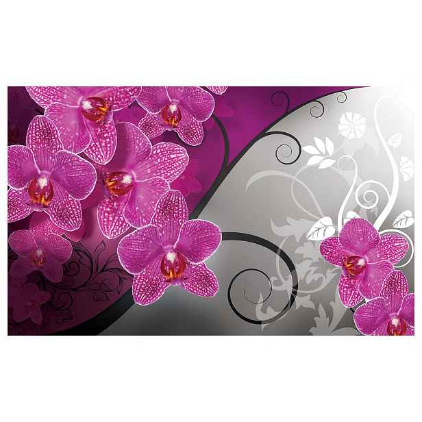 Fototapeta Růžové orchideje na šedém pozadí 250x175 Květiny Elegance lepidlo