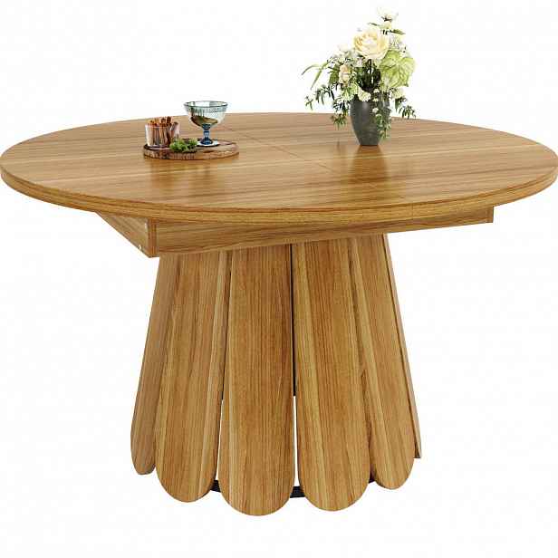 OKWISH JÍDELNÍ stůl 118(158)/118/76,8 cm hnědý z MDF a kovu rozkládací