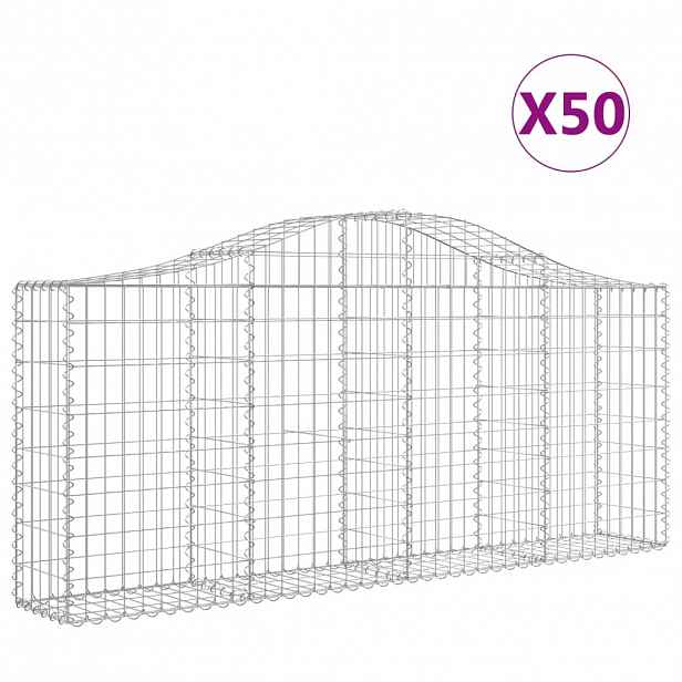 vidaXL Klenuté gabionové koše 50ks 200x30x80/100 cm pozinkované železo