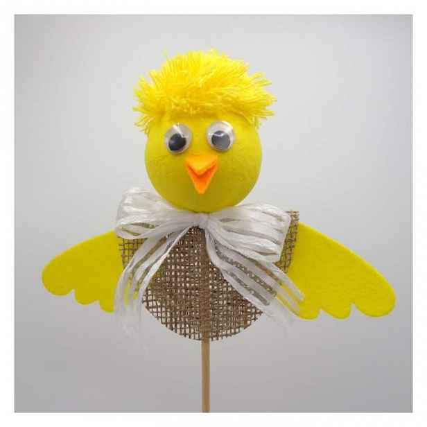 Zápich kuře vata/plst/lýko/juta žlutá 30cm