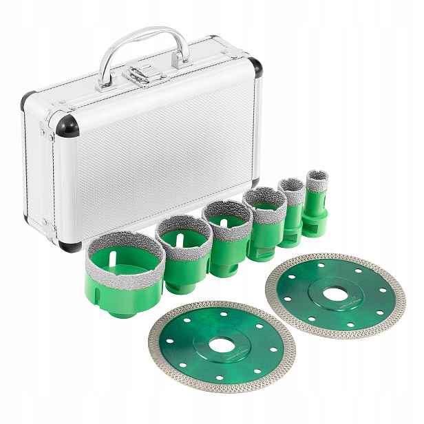 Diamantové Děrovací Vrtáky Pro Gres 20-68 mm M14 2x Kotouč 125 mm 8 dílů