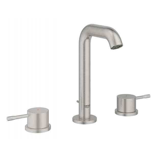 Grohe Essence - Umyvadlová baterie s výpustí, 3-otvorová instalace, supersteel 20296DC1