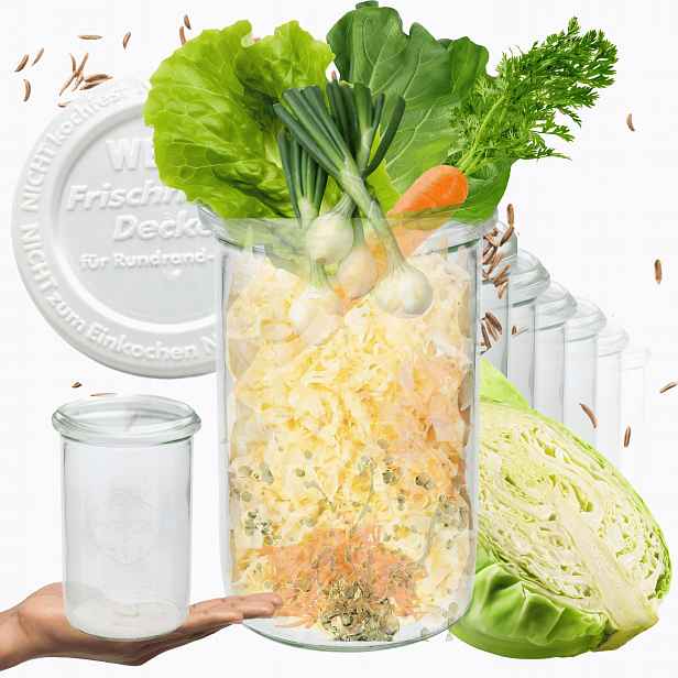 Sklenice Weck 1050 ml 1 l Mold na čajovou kávu, plastová víčka, 12 Ks