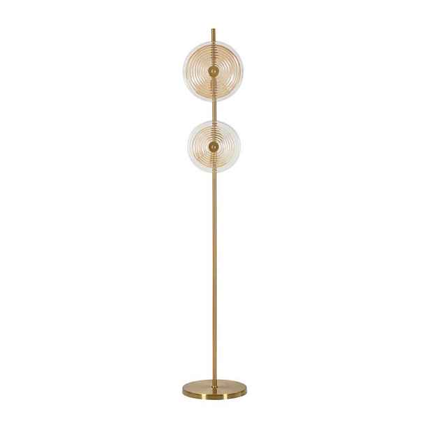 Stojací lampa ve zlaté barvě se skleněným stínidlem (výška 170 cm) Venice – Mauro Ferretti