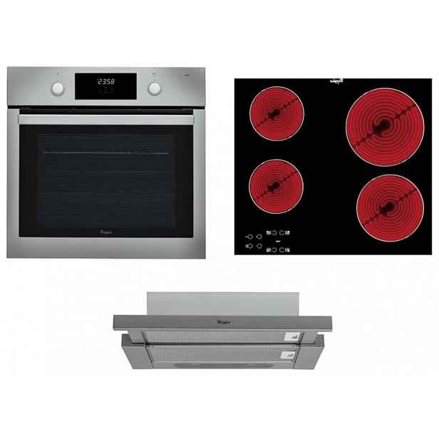 Akční set spotřebičů Whirlpool trouba AKP745IX + sklokeramická deska AKT8090NE + výsuvný odsavač par AKR7491IX