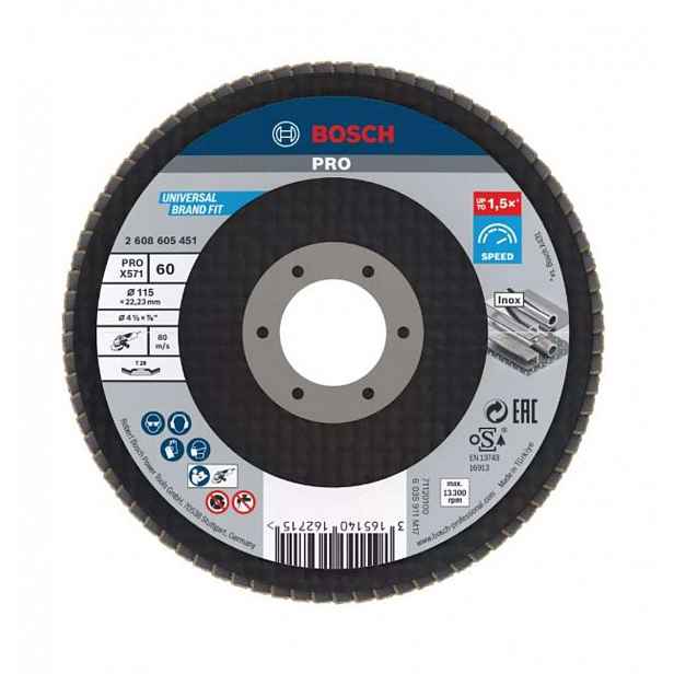 Bosch - Lamelový brusný kotouč, P60, průměr 115 mm 2608605451