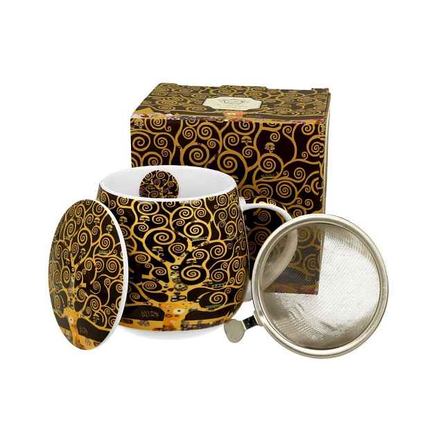 Duo Porcelánový hrnek Klimt Tree Of Life 430 ml se sítkem vícebarevný