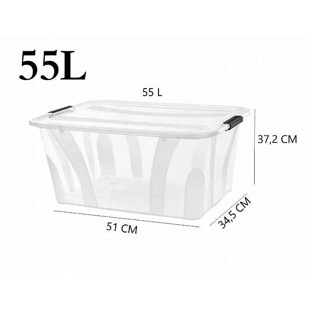 Plastová nádoba Kon-Plast 55 l s bezbarvým víkem