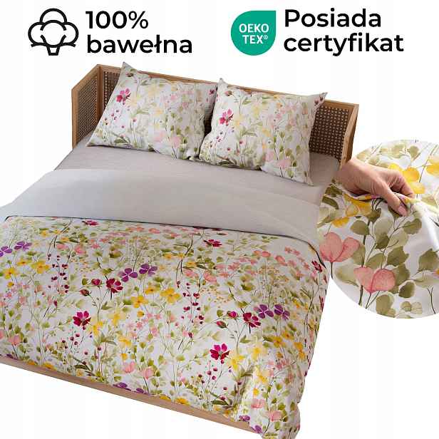 Sada povlečení Florina z saténové bavlny 220x200 Květinová louka