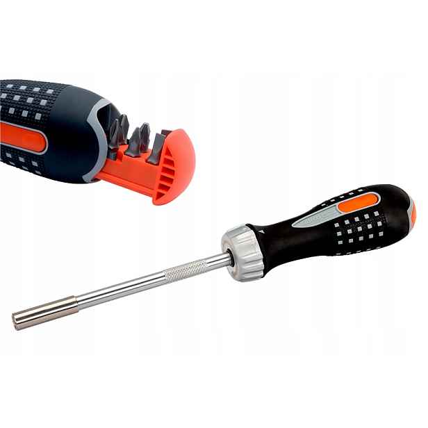 Šroubovák Ráčnový s úchytem 1/4" 6 bitů Sl, Ph, Pz 225 mm Vysoká kvalita