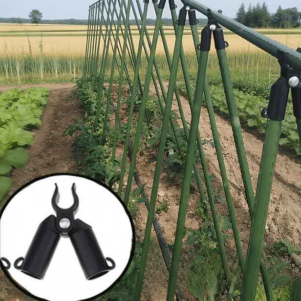 TEMU 8 ks Závěsné tyče pro rostliny s nastavitelnou výškou | Černý rám pro popínavé rostliny se spojovacími klipy, zahradní spojovací přezky a klouby