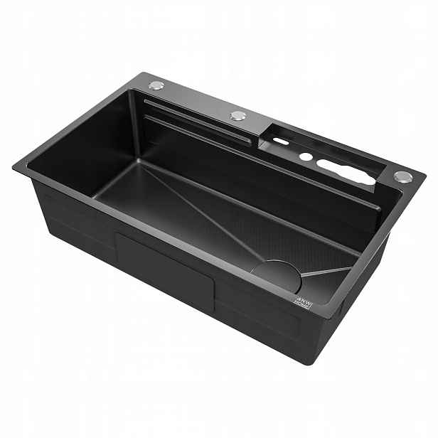 Kuchyňský Dřez 75X46 Vodopád Grafit Pvd Ocel 304 S Nano Košíkem